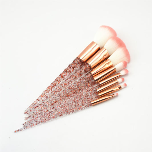 Sparkling Crystal Makeup Brush Set – 8 Essential Pieces
