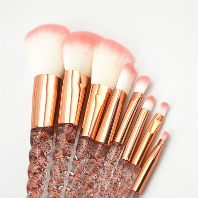 Sparkling Crystal Makeup Brush Set – 8 Essential Pieces