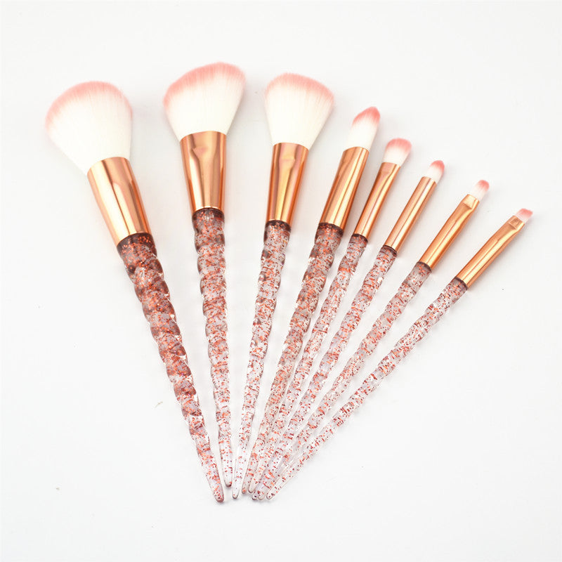 Sparkling Crystal Makeup Brush Set – 8 Essential Pieces